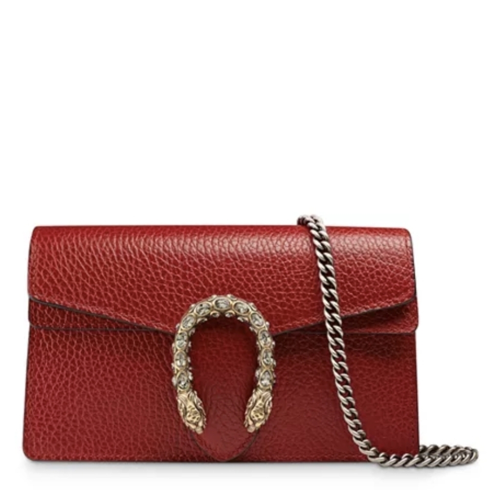 Brand New! Rare!!! Gucci Calfskin Super Mini Dionysus Shoulder Bag Hibiscus Red - Picture 10 of 16